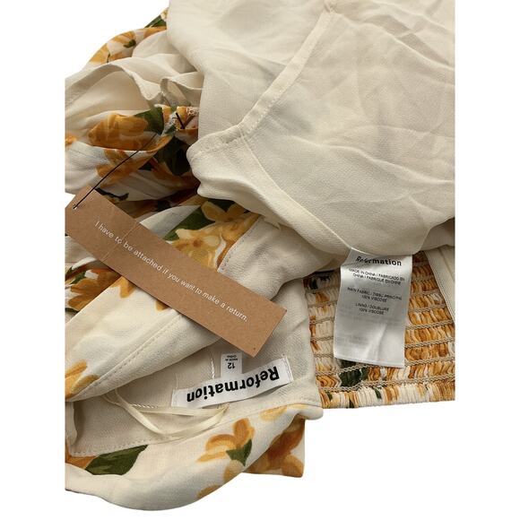 Reformation 'Lore' Yellow Viscose Dress Size 12 - Picture 3 of 3